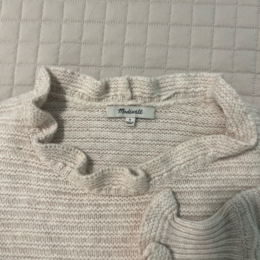 Madewell Soft Cream Ruffle Turtleneck Sweater